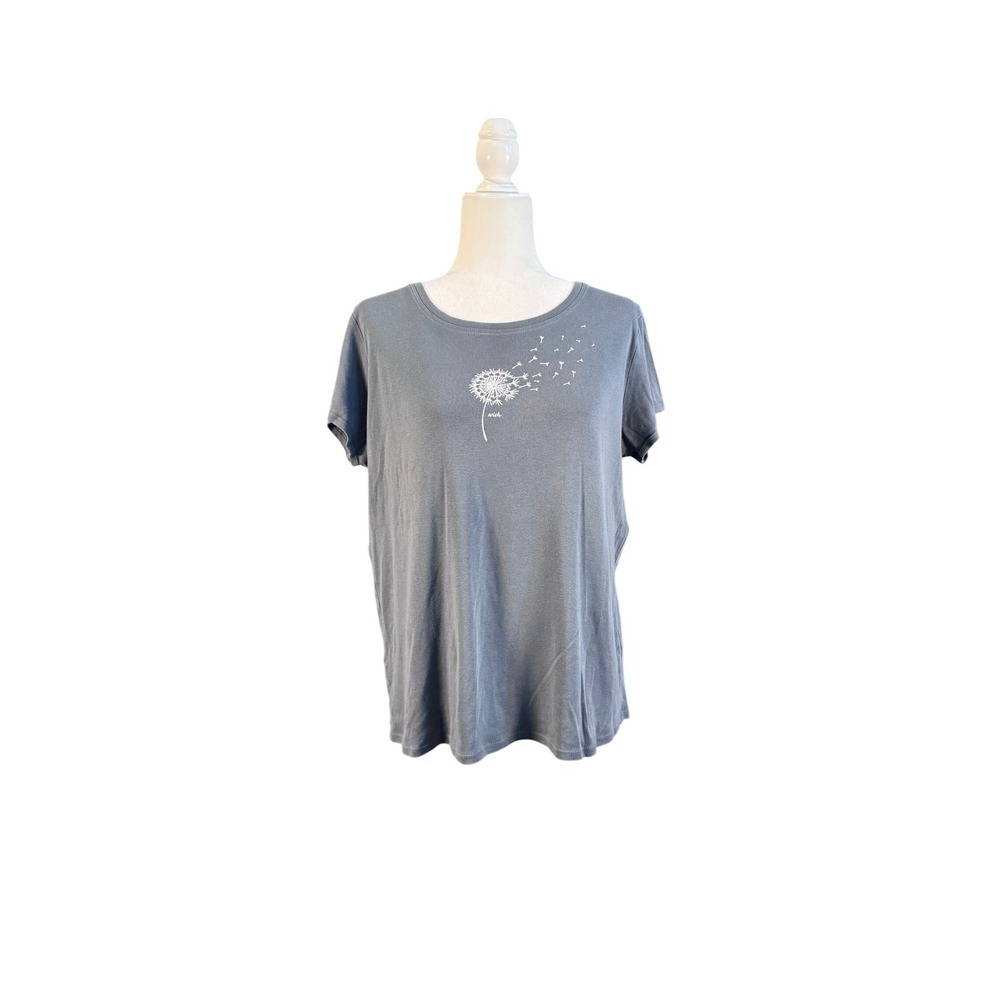 Lucy Short Sleeve T-Shirt Gray 100% Cotton Dandelion Wish Graphic XL Active Fit